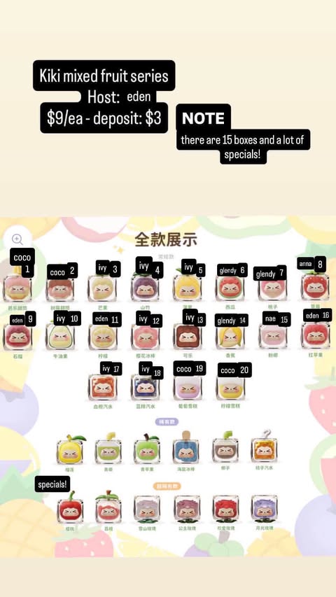 CP: Kiki Mixed Fruit Series Deposit Only