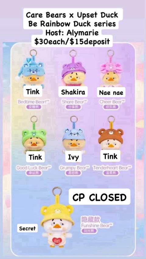 CP: Care Bears x Upset Duck Be Rainbow Duck Series Deposit Only