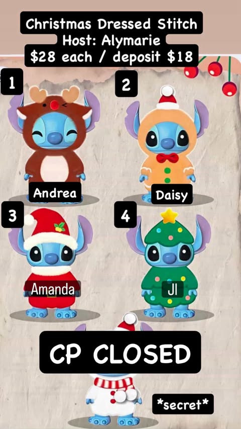 CP: Christmas Dressed Stitch Deposit Only