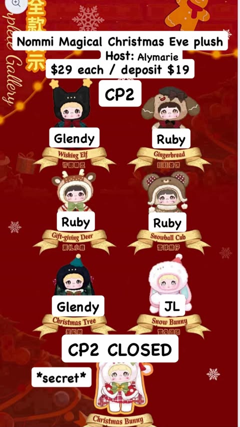 CP: Nommi Magical Christmas Eve Plush CP 2 Deposit Only (Cancelled)