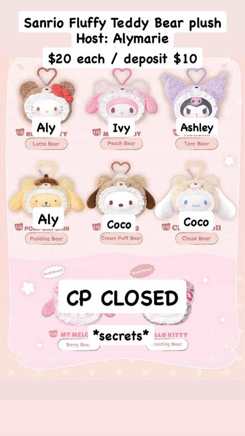 CP: Sanrio Fluffy Teddy Bear Plush Deposit Only
