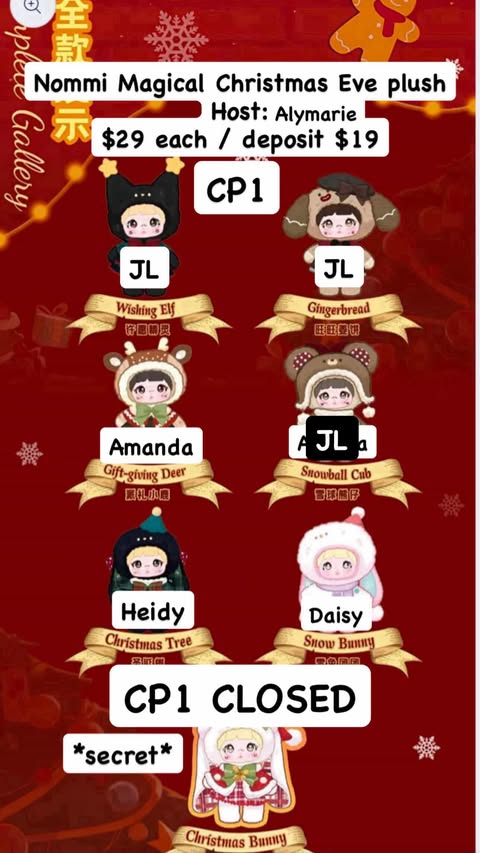 CP: Nommi Magical Christmas Eve Plush CP1 Deposit Only