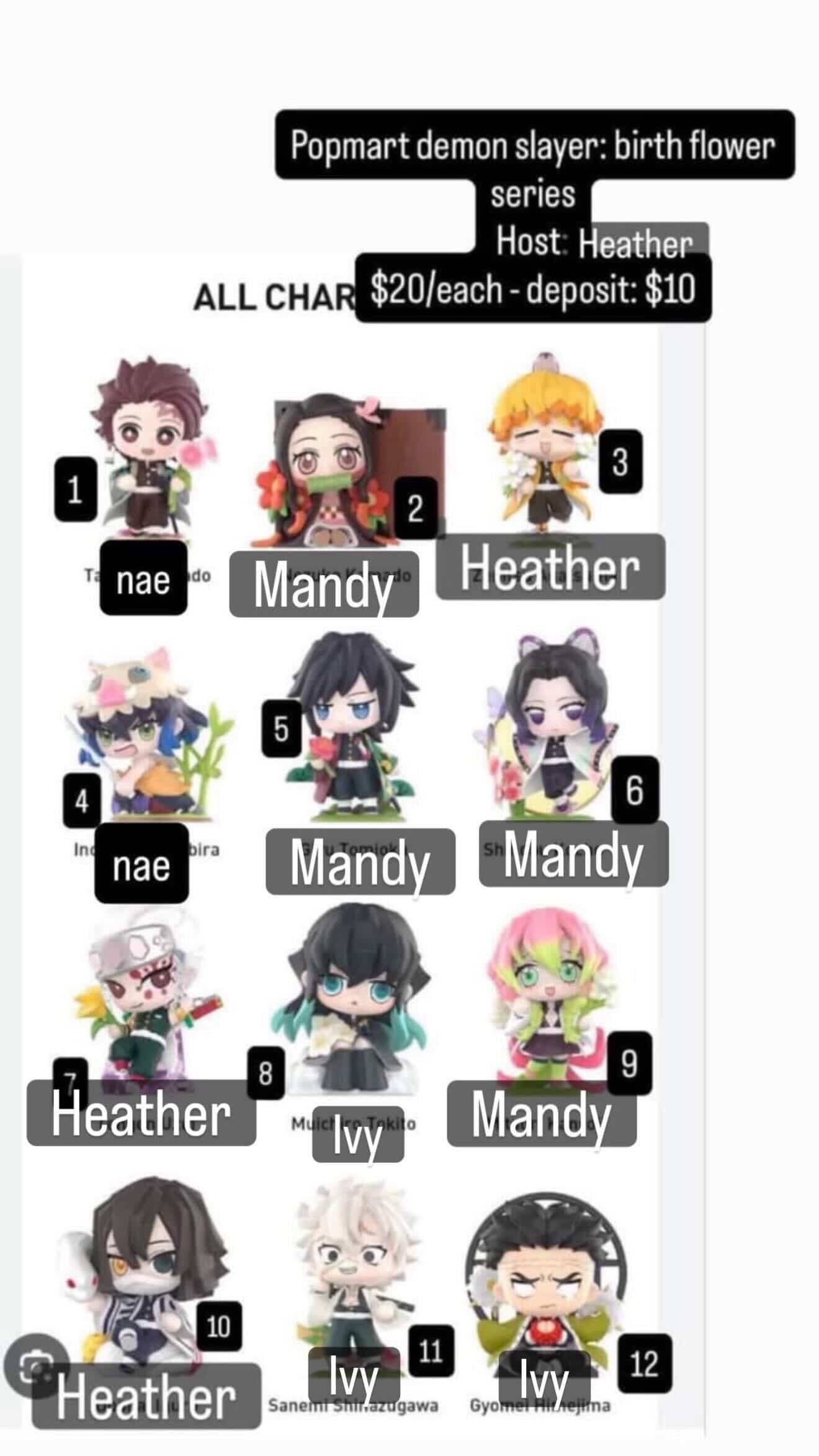 CP: Popmart Demon Slayer Birth Flower Series Deposits Only