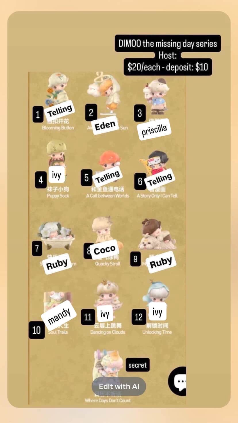 CP: Dimoo the missing day series deposits only